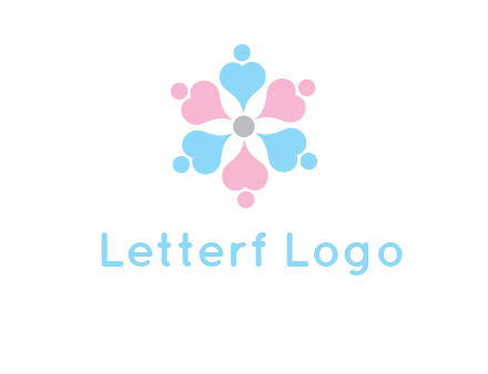 hearts and dots crating a flower logo