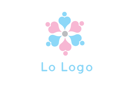 hearts and dots crating a flower logo