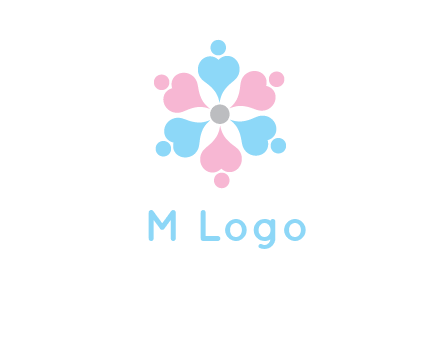 hearts and dots crating a flower logo