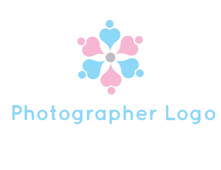 hearts and dots crating a flower logo