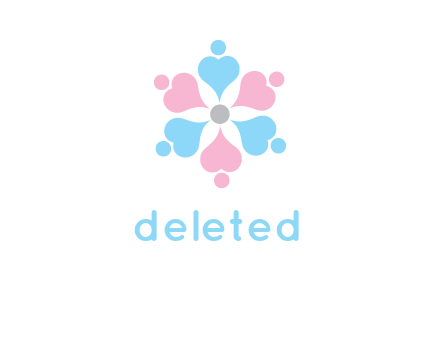 hearts and dots crating a flower logo