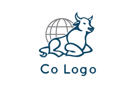 bull in front of globe logo