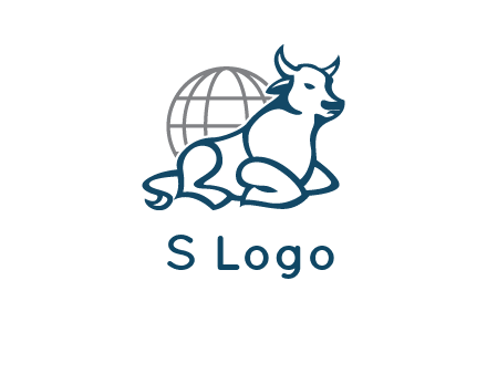 bull in front of globe logo