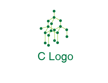 science or nuclear development logo with molecules logo