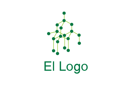 science or nuclear development logo with molecules logo