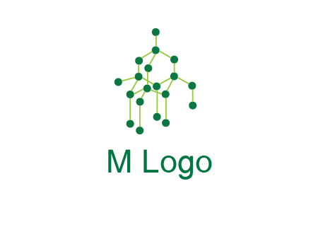 science or nuclear development logo with molecules logo