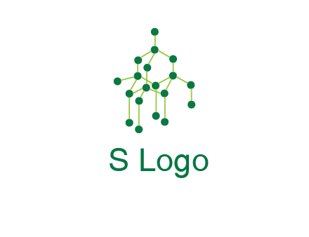 science or nuclear development logo with molecules logo