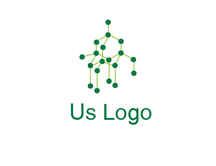 science or nuclear development logo with molecules logo