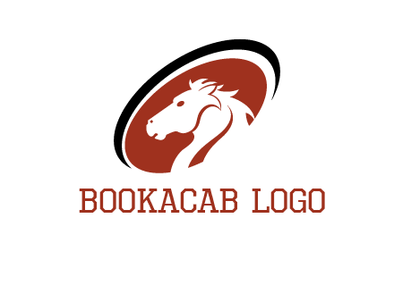 horse head in oval logo