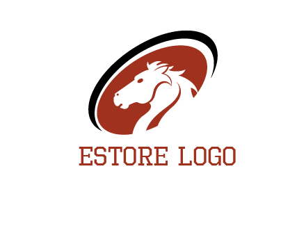 horse head in oval logo