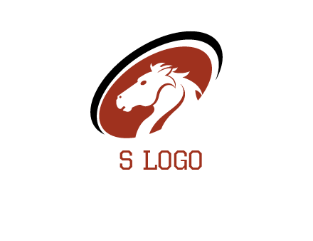 horse head in oval logo