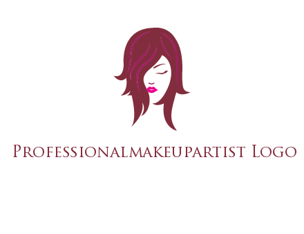 woman with closed eyes, red hair and pink lowlights logo