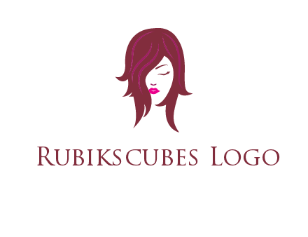 woman with closed eyes, red hair and pink lowlights logo