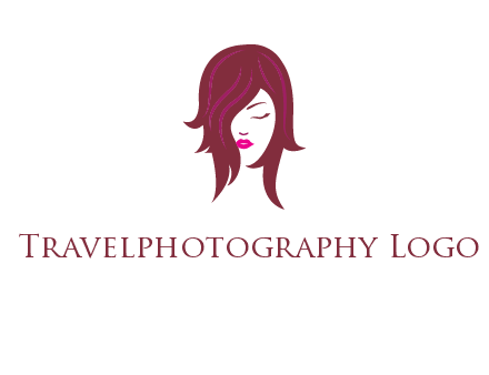 woman with closed eyes, red hair and pink lowlights logo