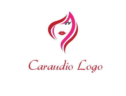 pink and red logo showing the face of a woman