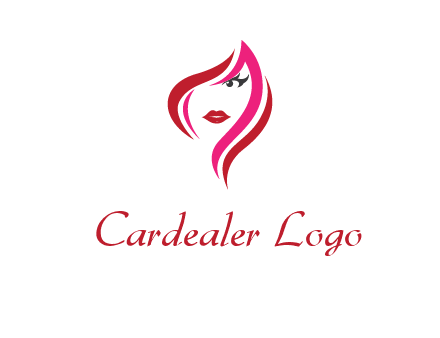 pink and red logo showing the face of a woman