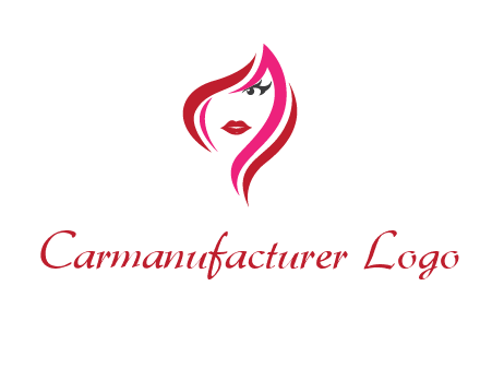 pink and red logo showing the face of a woman