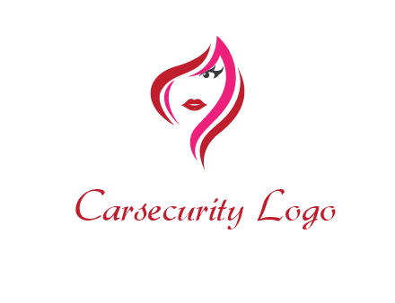 pink and red logo showing the face of a woman