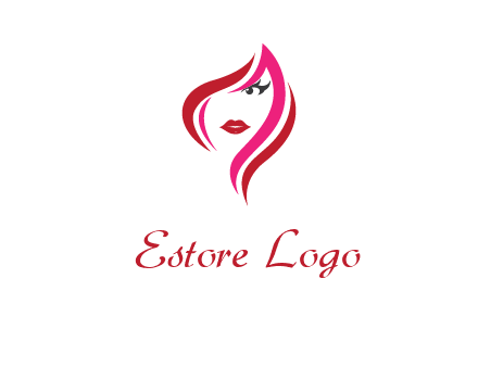 pink and red logo showing the face of a woman