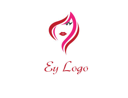 pink and red logo showing the face of a woman