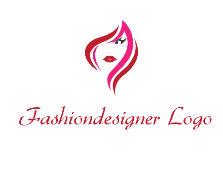 pink and red logo showing the face of a woman