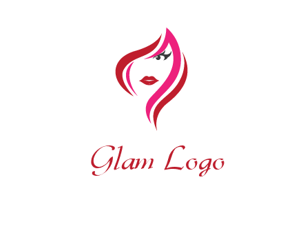 pink and red logo showing the face of a woman