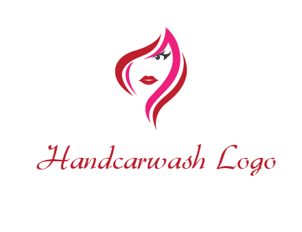 pink and red logo showing the face of a woman