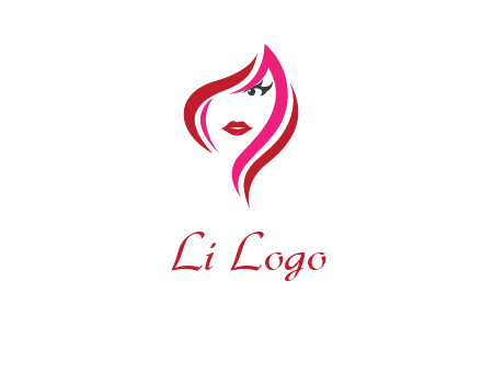 pink and red logo showing the face of a woman