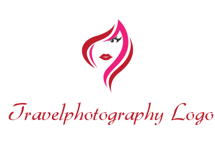 pink and red logo showing the face of a woman