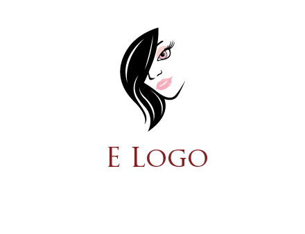 hair bangs covering half face of a woman logo