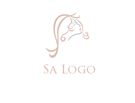 salon logo with a woman head illustration