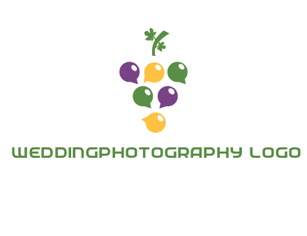 speech bubbles arranged like grapes logo