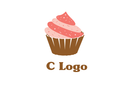 cupcake with icing and sprinkles logo