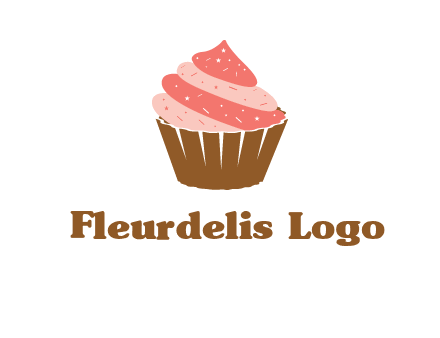 cupcake with icing and sprinkles logo