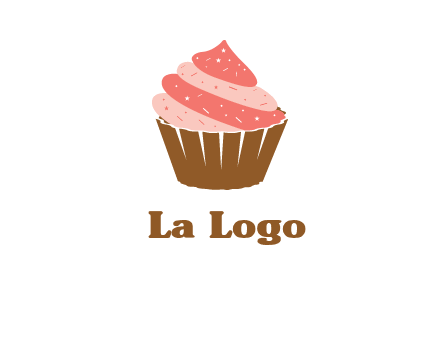 cupcake with icing and sprinkles logo