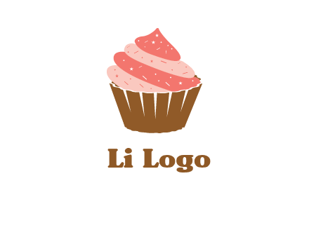 cupcake with icing and sprinkles logo