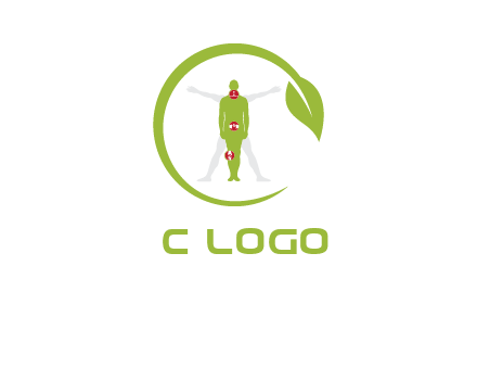 man inside leaf or sprout logo