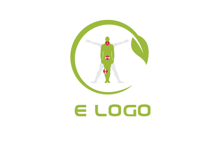 man inside leaf or sprout logo