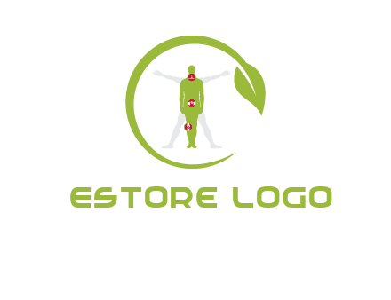 man inside leaf or sprout logo