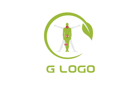 man inside leaf or sprout logo