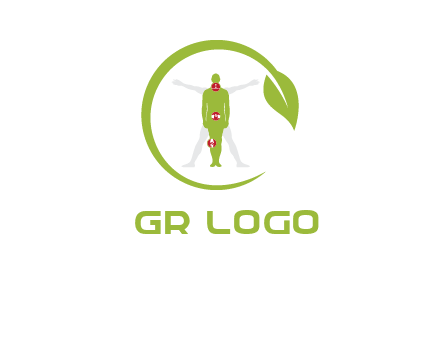 man inside leaf or sprout logo