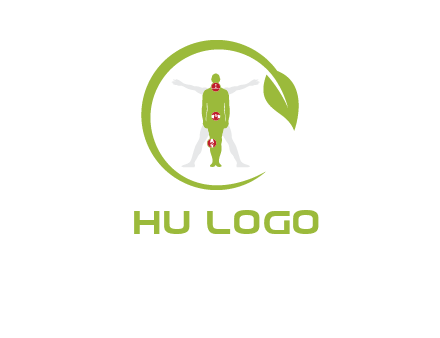 man inside leaf or sprout logo