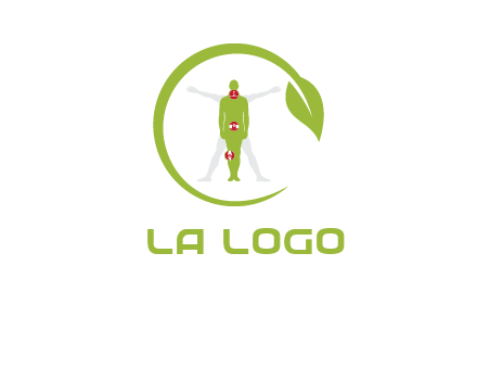 man inside leaf or sprout logo