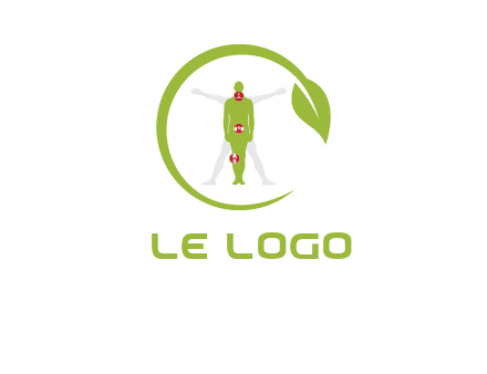 man inside leaf or sprout logo