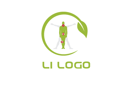 man inside leaf or sprout logo