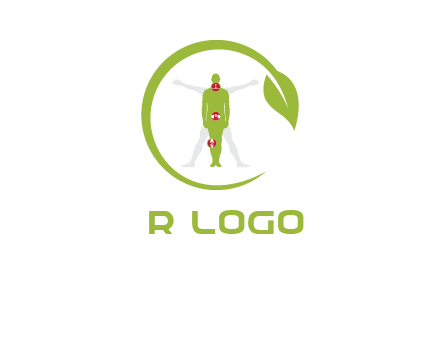 man inside leaf or sprout logo