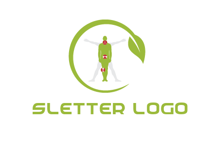 man inside leaf or sprout logo