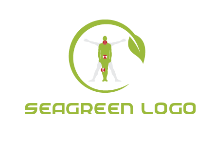 man inside leaf or sprout logo