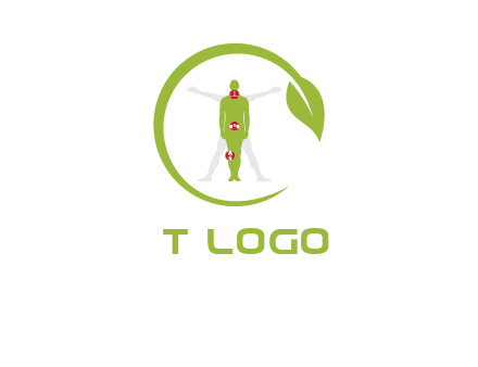 man inside leaf or sprout logo