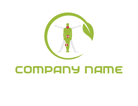 man inside leaf or sprout logo